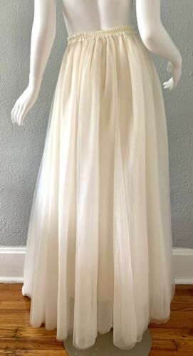 Vintage 80s Off White LAYERED TULLE Party Prom Maxi Wedding Dress Skirt XS/S - Fresh Stock Dated October 2025