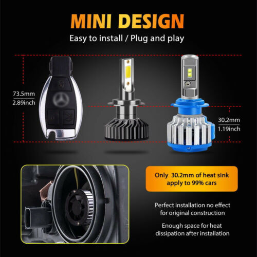 2pc H7 100W 11000LM LED Headlights Headlamp bulbs for Pontiac Trans Am 1998-2002 - Fresh Stock Dated October 2025