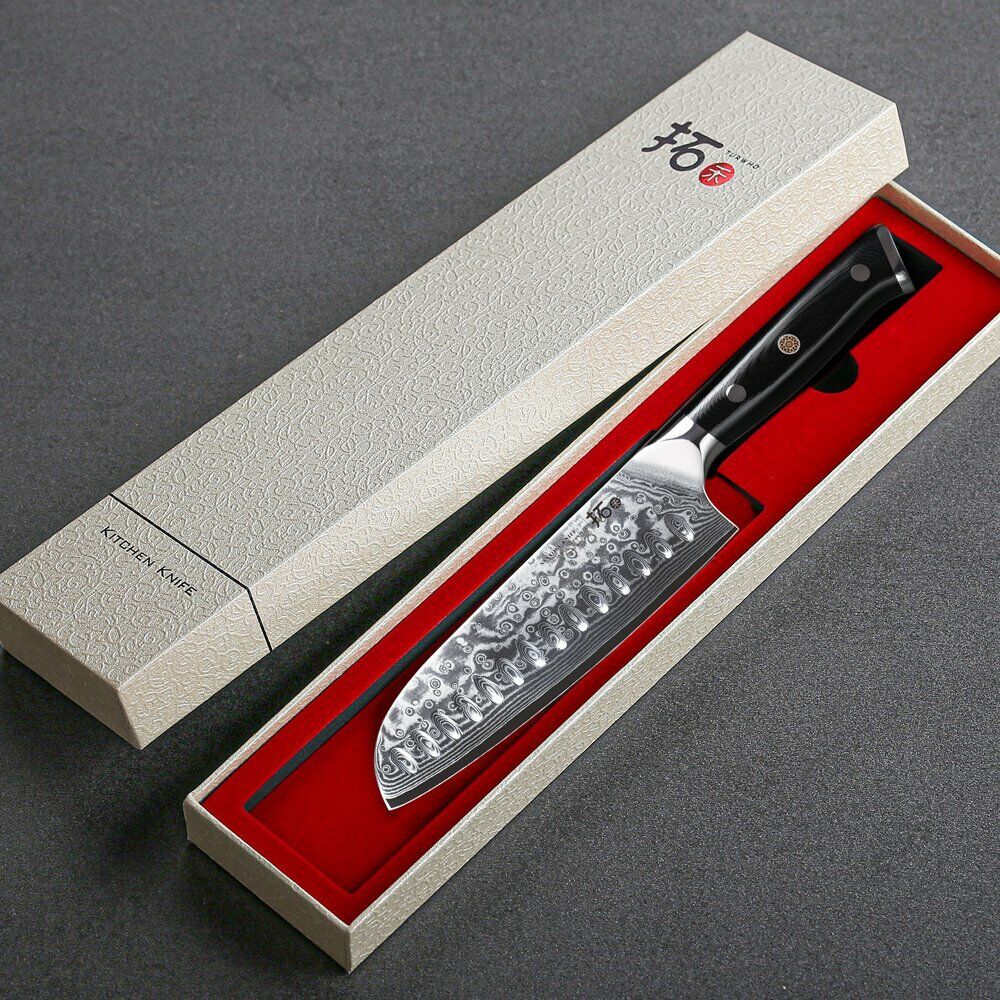 TURWHO 7inch Santoku Knife 67-Layer Japanese VG10 Damascus Steel Kitchen Knife - Fresh Stock Dated October 2025