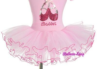 Pink Sequined Ballet Tutu Dance Costume Fairy Fancy Dress Leotard Sz 4T-5 BA060 - Fresh Stock Dated October 2025
