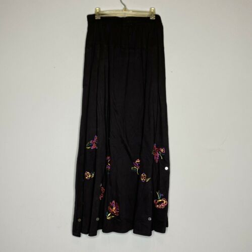 Vintage Carole Little Sport Maxi Skirt Black Floral Embroidered - Fresh Stock Dated October 2025