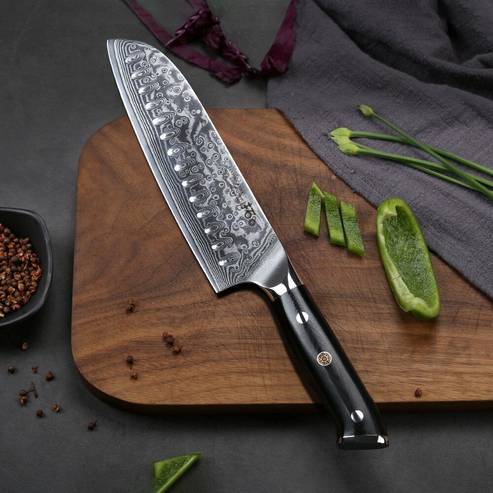 TURWHO 7inch Santoku Knife 67-Layer Japanese VG10 Damascus Steel Kitchen Knife - Fresh Stock Dated October 2025