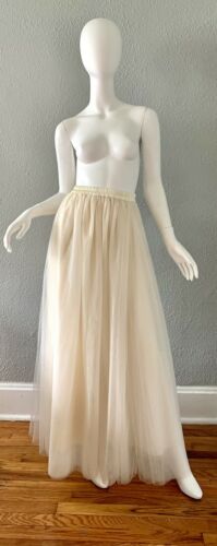 Vintage 80s Off White LAYERED TULLE Party Prom Maxi Wedding Dress Skirt XS/S - Fresh Stock Dated October 2025