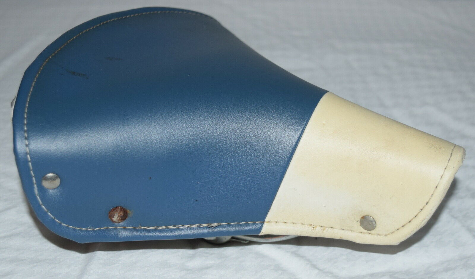 VINTAGE BROOKS BICYCLE SEAT BLUE & WHITE - Fresh Stock Dated October 2025