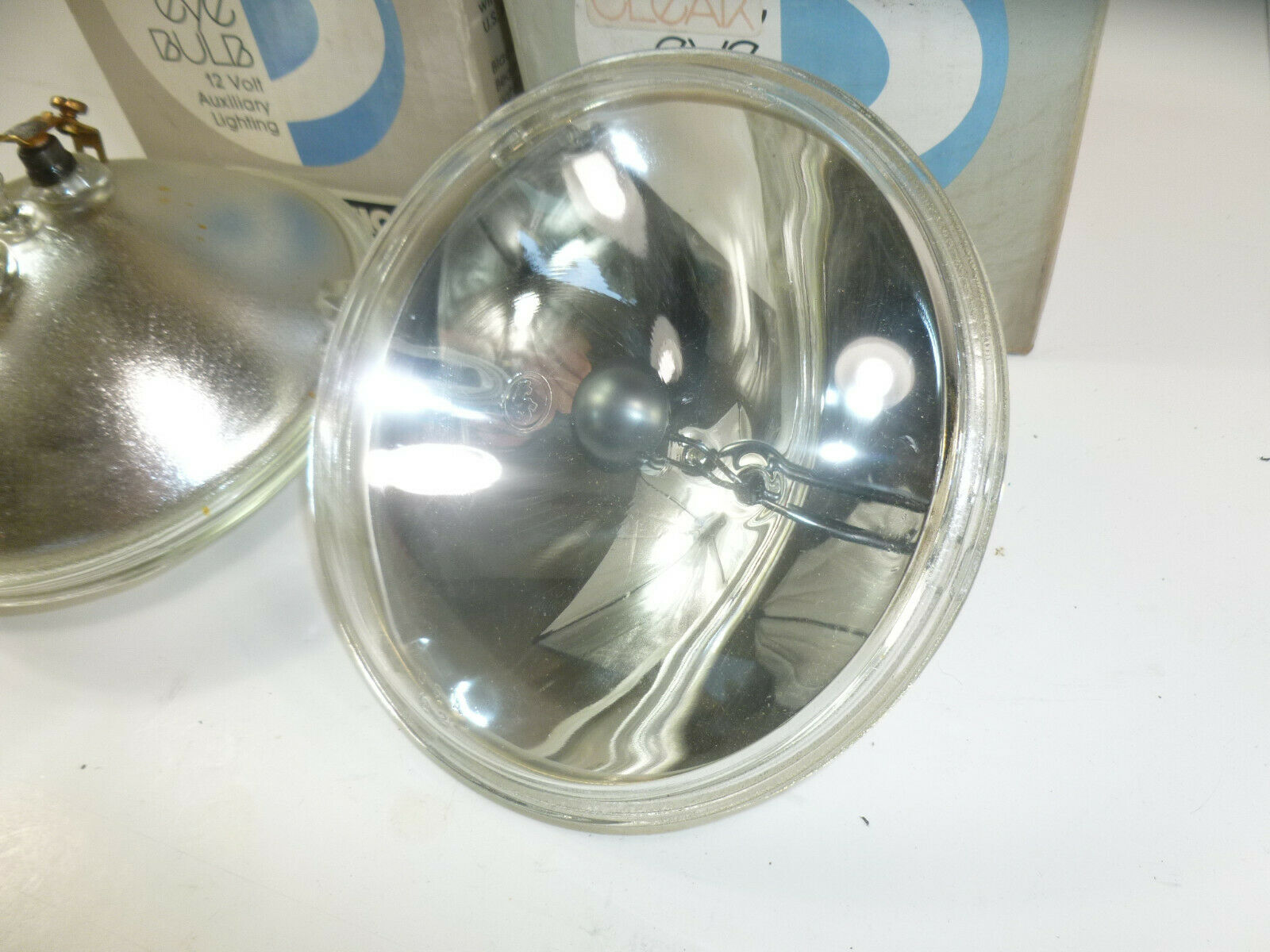 Two WAGNER 4049S 13volt 150 watt Smooth Face 5' Spot Light Bulb Glass Clear Eye - Fresh Stock Dated October 2025