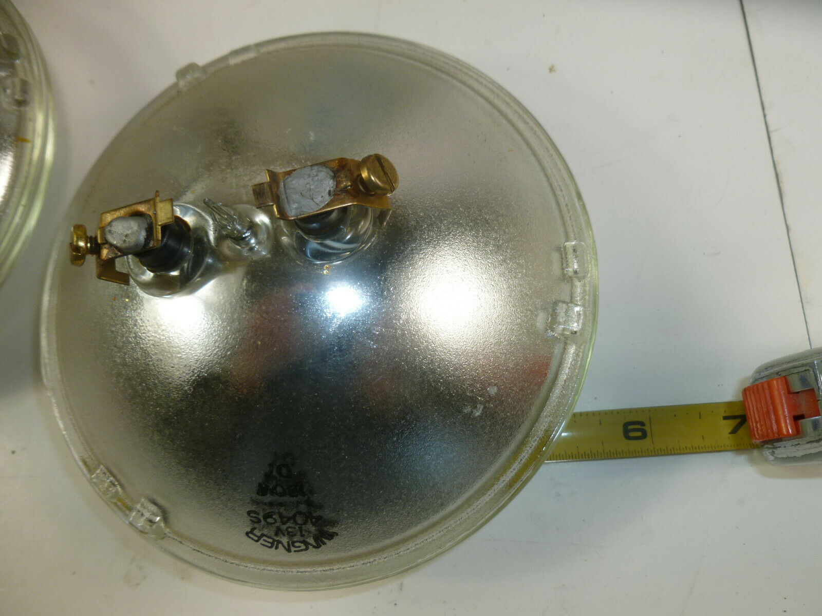 Two WAGNER 4049S 13volt 150 watt Smooth Face 5' Spot Light Bulb Glass Clear Eye - Fresh Stock Dated October 2025