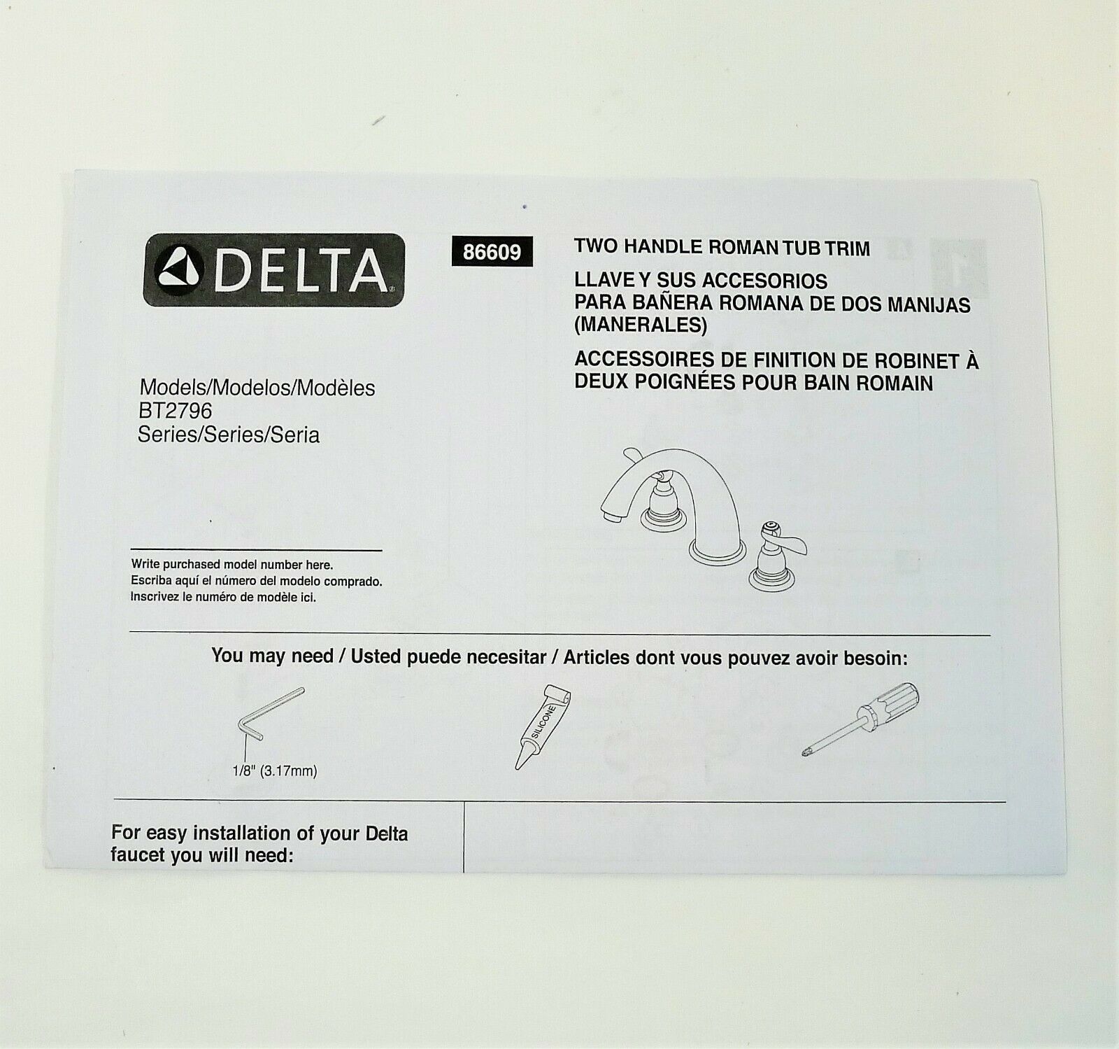 Delta Roman Tub Trim Only in Stainless BT2796-SS - OPEN BOX - Fresh Stock Dated October 2025