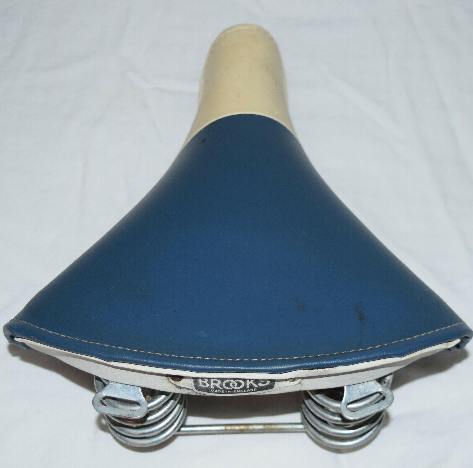 VINTAGE BROOKS BICYCLE SEAT BLUE & WHITE - Fresh Stock Dated October 2025