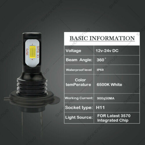 For Kawasaki KLR650 2008-2018 2PCS H7 LED Headlight Lights Bulbs Motorcycle Bike - Fresh Stock Dated October 2025