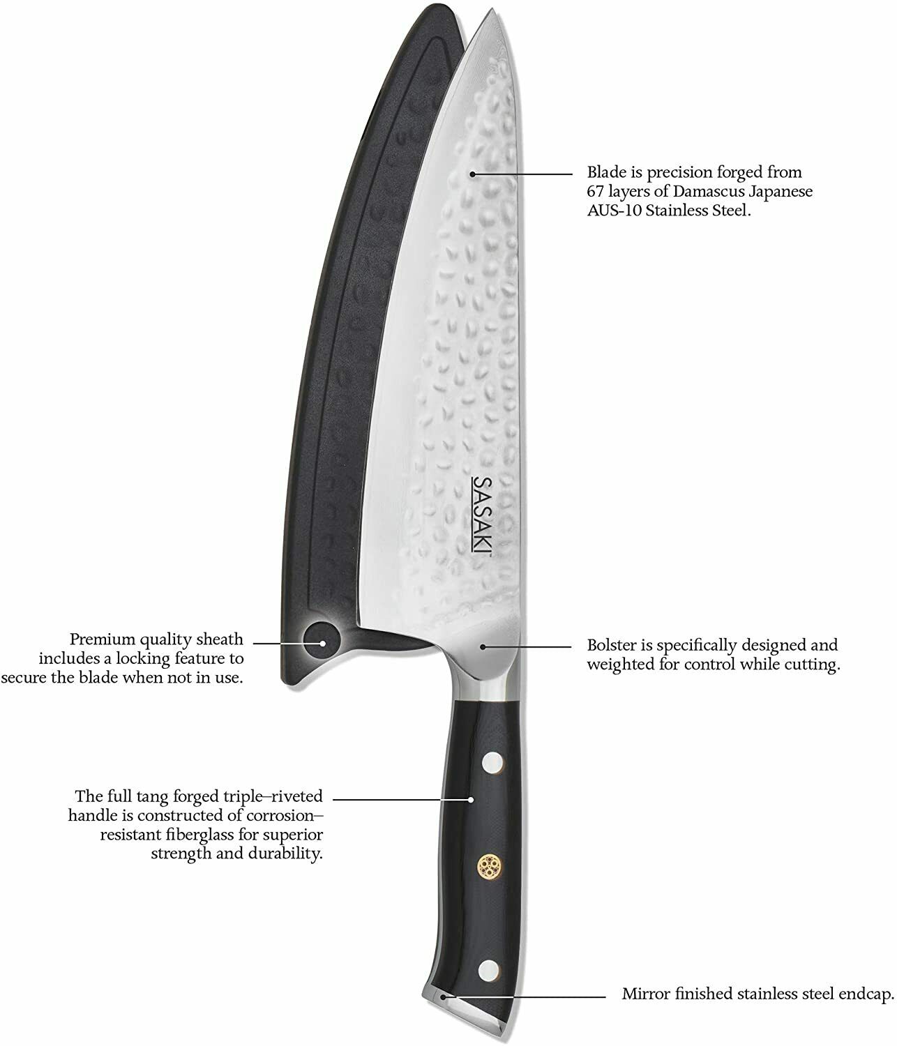 Sasaki Takumi Japanese Knife Set 3 DAMASCUS 3.5/7/8 PAIRING KNIFE ARTISAN SERIES - Fresh Stock Dated October 2025