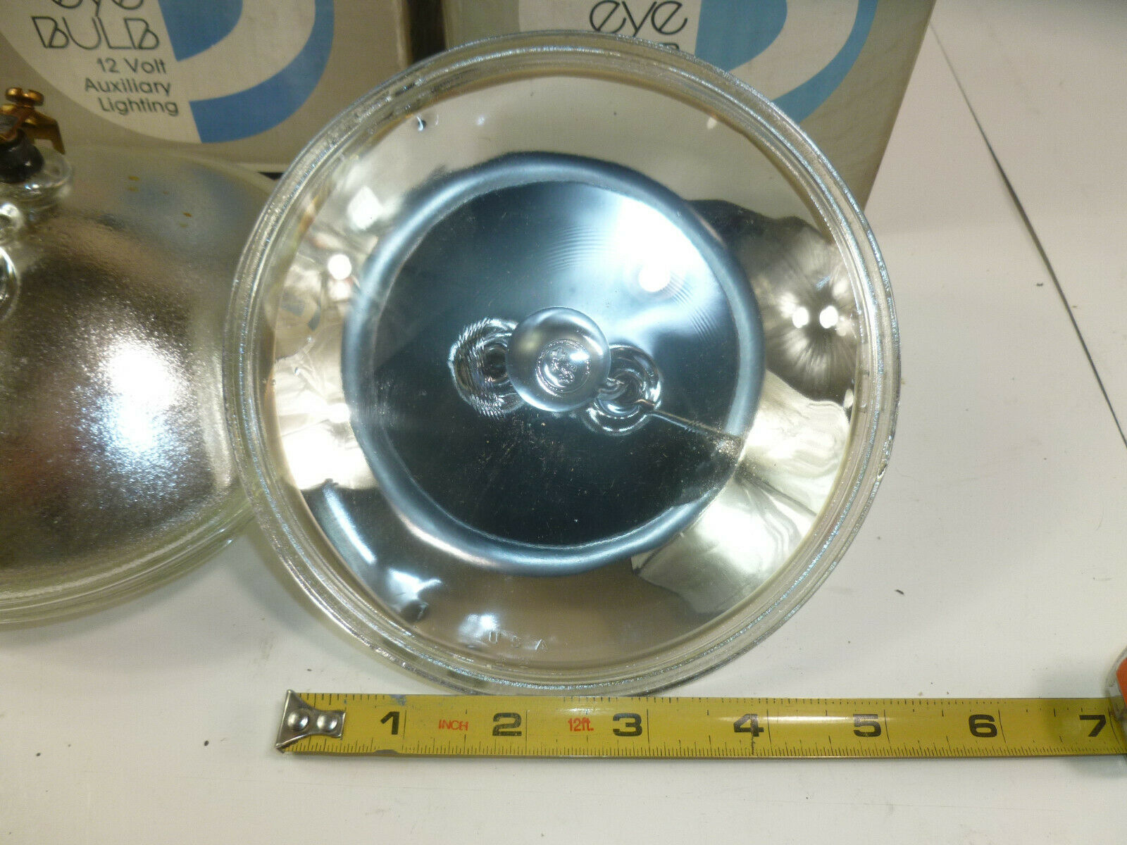 Two WAGNER 4049S 13volt 150 watt Smooth Face 5' Spot Light Bulb Glass Clear Eye - Fresh Stock Dated October 2025