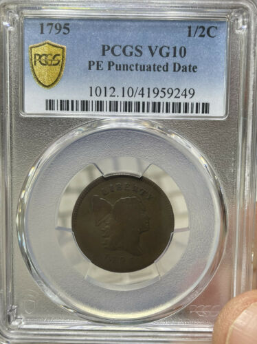 1795 C-4 R-3 PCGS VG 10 Punctuated Date Liberty Cap Half Cent Coin 1/2c - Fresh Stock Dated October 2025