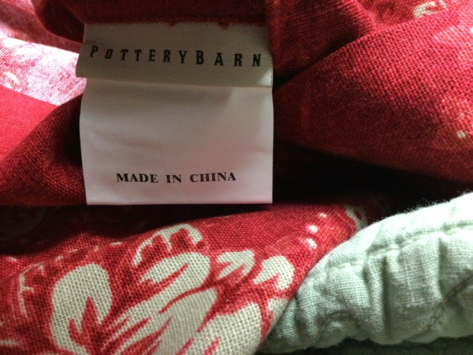 POTTERY BARN PILLOW SHAM, RED/TAN FLOWERS,LINEN BLEND,STANDARD,NWOT - Fresh Stock Dated October 2025