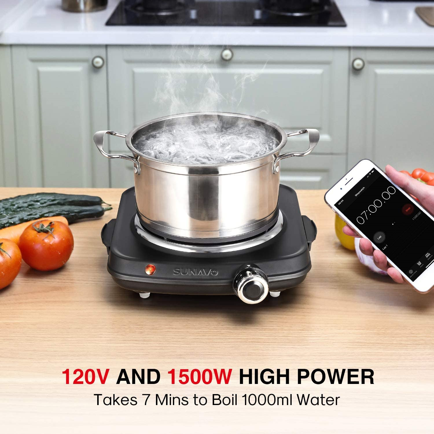 1500W Hot Plates for Cooking Electric Single Burner with Handles 6 Powe - Fresh Stock Dated October 2025
