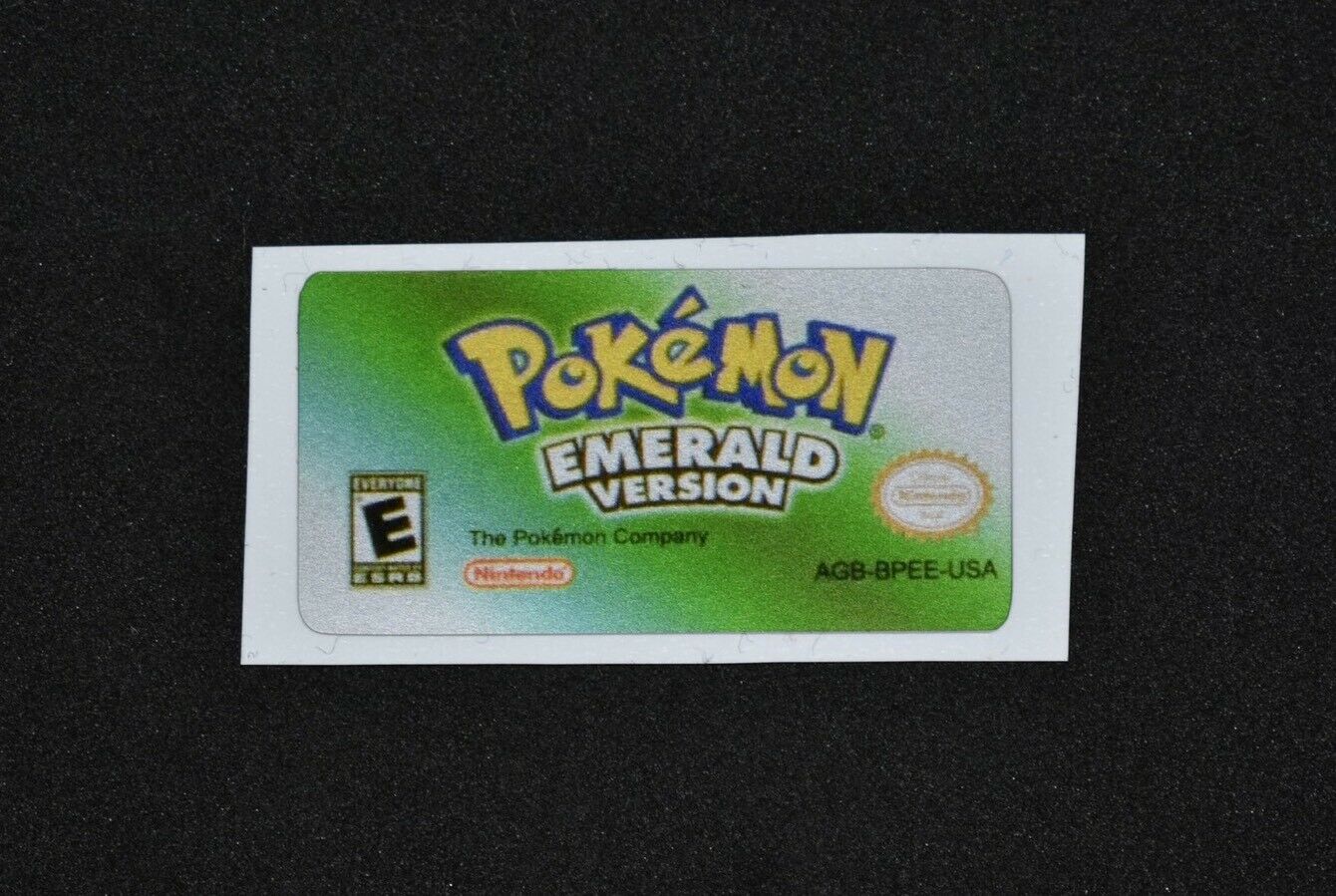 GBA Pokemon Emerald Version Replacement Label Decal foil Metalic Sticker - Fresh Stock Dated October 2025