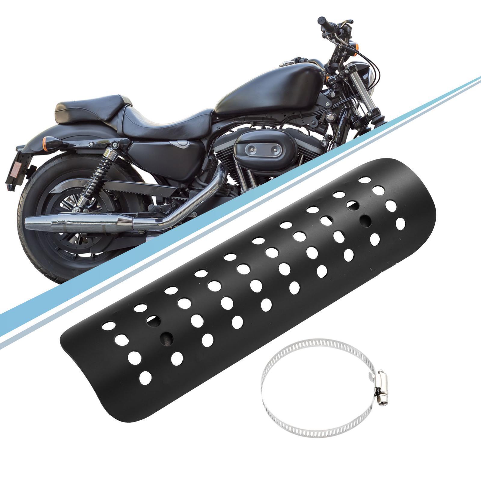 Motorcycle Exhaust Pipe Heat Shield for Harley with 20mm-70mm Clamps Black - Fresh Stock Dated October 2025