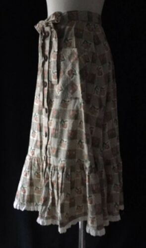 Vintage 70's Hippy Peasant Skirt Boho Prarie Ruffles Pockets Gypsy Button Up - Fresh Stock Dated October 2025
