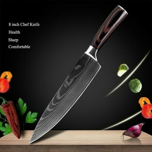 4Pcs Kitchen Knife Set Damascus Pattern Stainless Steel Professional Chef Knives - Fresh Stock Dated October 2025