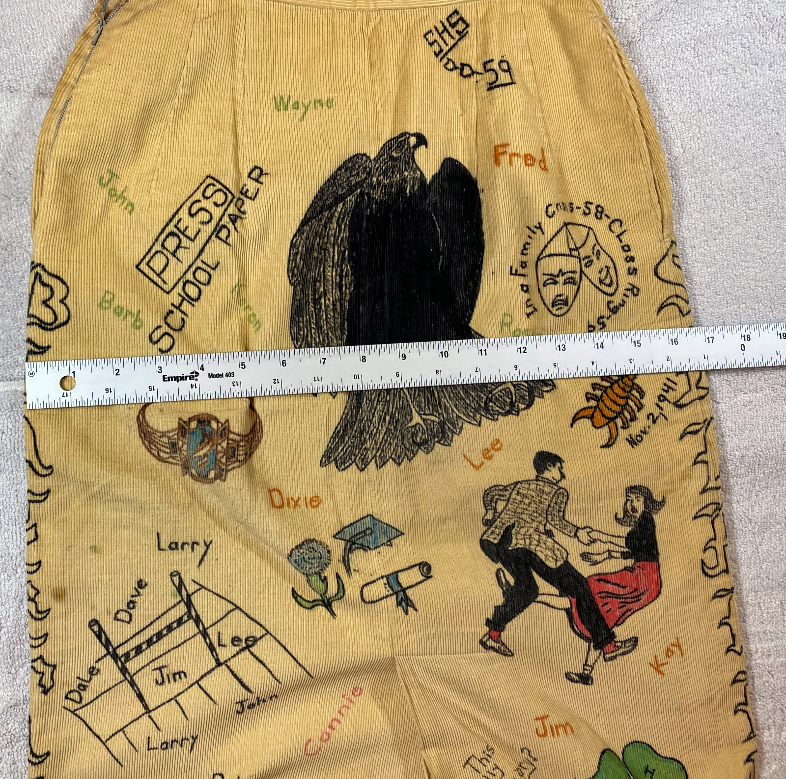 1959 SENIOR CORDS VINTAGE CORDUROY SKIRT SHERIDAN HIGH SCHOOL BLACKHAWK INDIANA - Fresh Stock Dated October 2025