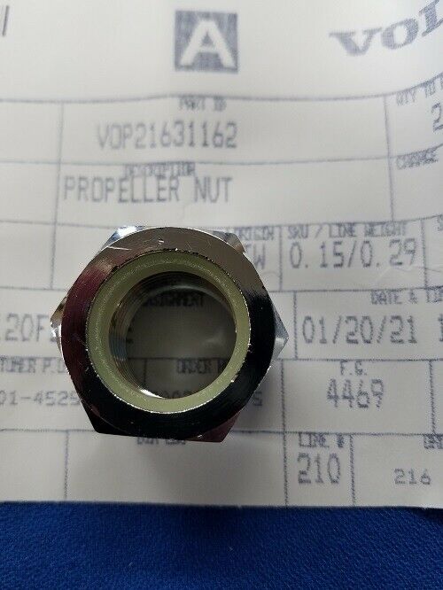 21631162 OR 3851341 NEW OEM VOLVO PENTA PROPELLER NUT - Fresh Stock Dated October 2025