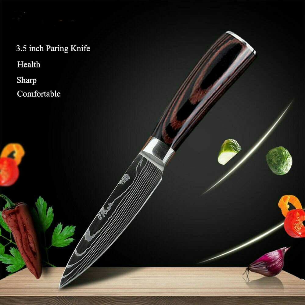 4Pcs Kitchen Knife Set Damascus Pattern Stainless Steel Professional Chef Knives - Fresh Stock Dated October 2025