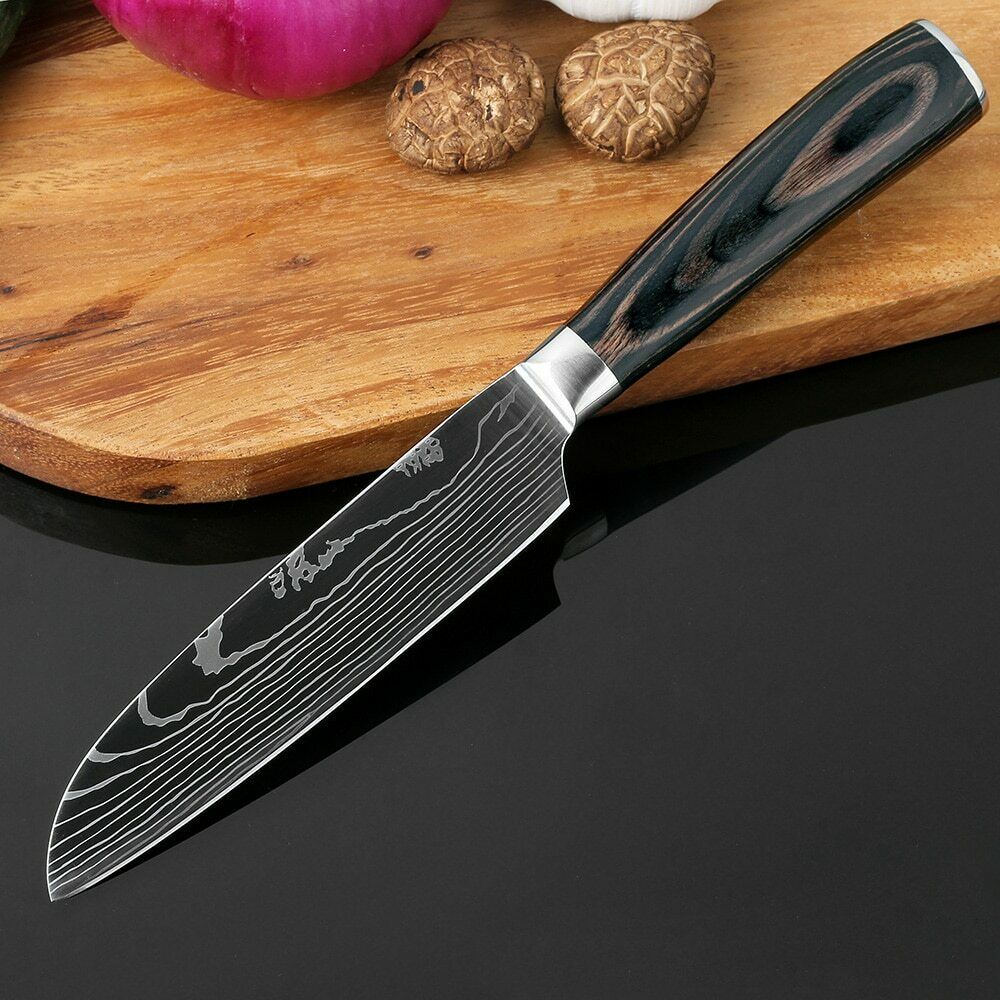 4Pcs Kitchen Knife Set Damascus Pattern Stainless Steel Professional Chef Knives - Fresh Stock Dated October 2025