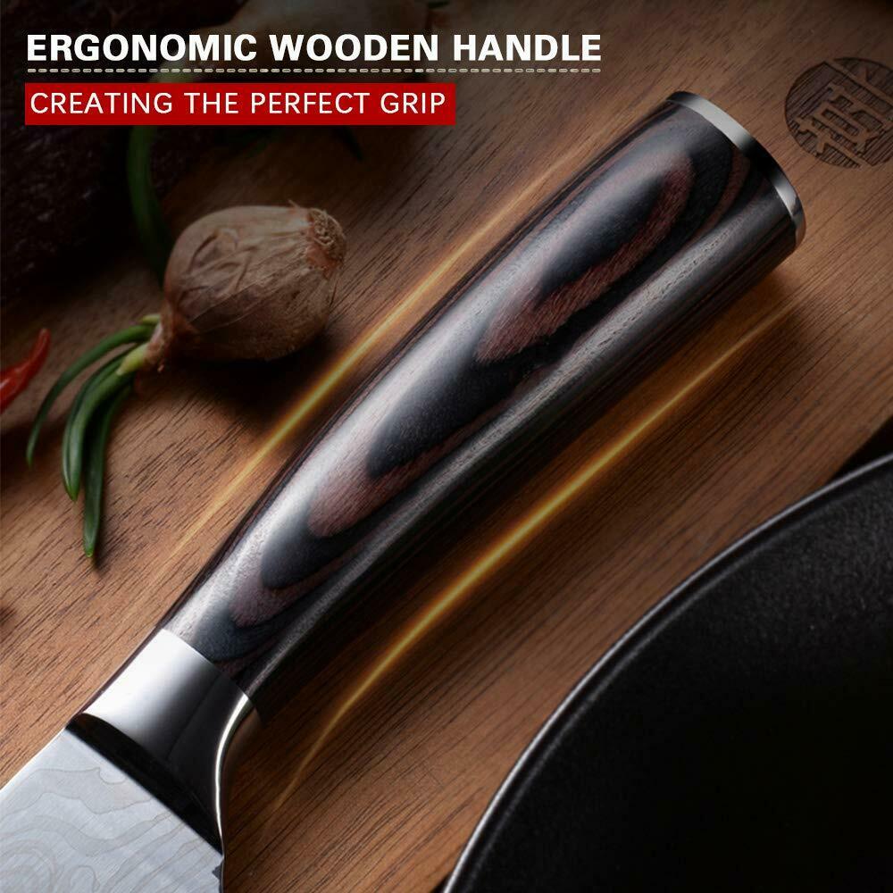 4Pcs Kitchen Knife Set Damascus Pattern Stainless Steel Professional Chef Knives - Fresh Stock Dated October 2025