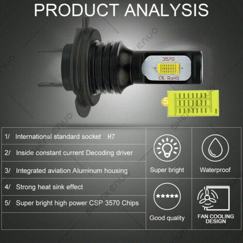 For Kawasaki KLR650 2008-2018 2PCS H7 LED Headlight Lights Bulbs Motorcycle Bike - Fresh Stock Dated October 2025