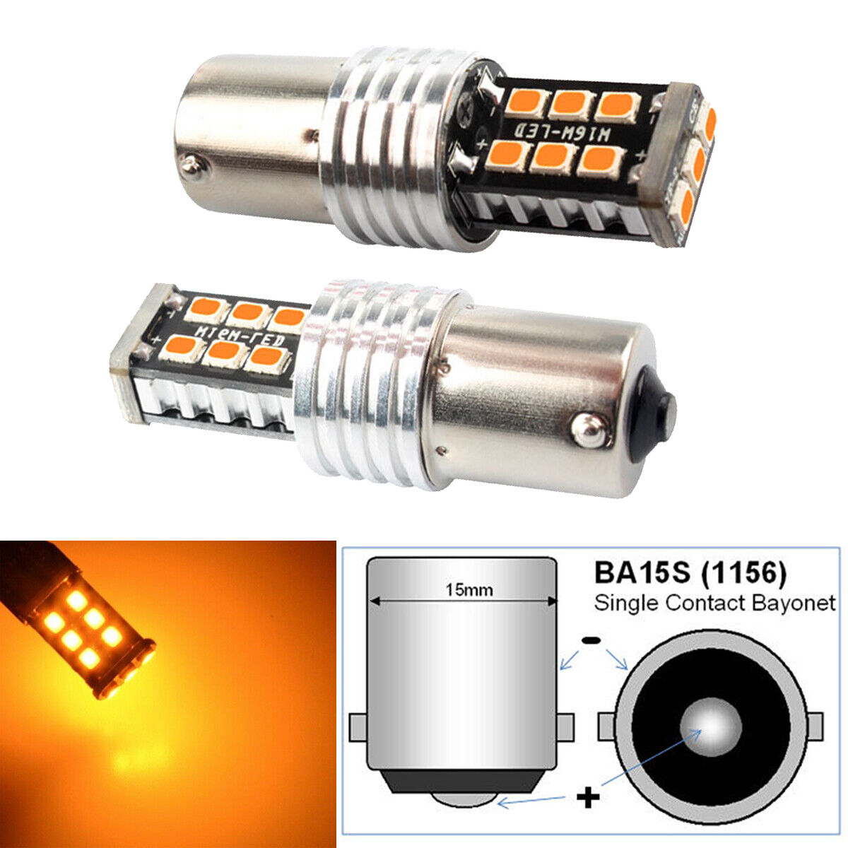 For Honda CBR1100XX 1997-2003 -2X Yellow LED Rear Turn Signal Light 1073 1156 US - Fresh Stock Dated October 2025