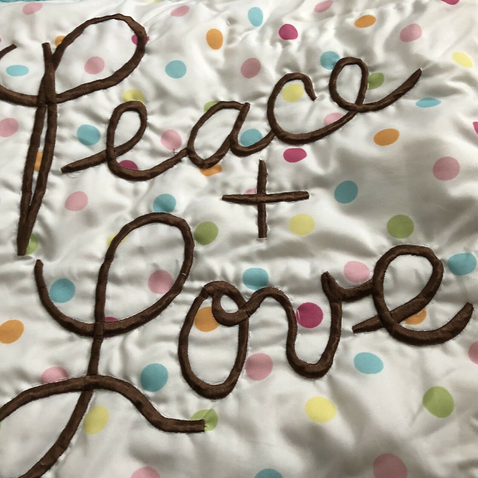 Circo Girl's Peace + Love Quilted Pink White Standard Pillow Sham - Fresh Stock Dated October 2025
