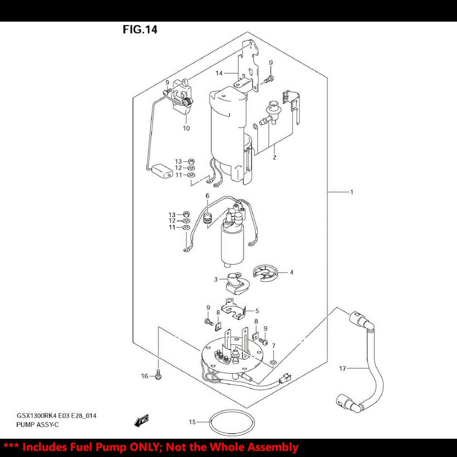 OE Replacement EFI Fuel Pump+Filter/Strainer 99-07 Busa/-19 VL800/VL1500/GSXR/TL - Fresh Stock Dated October 2025