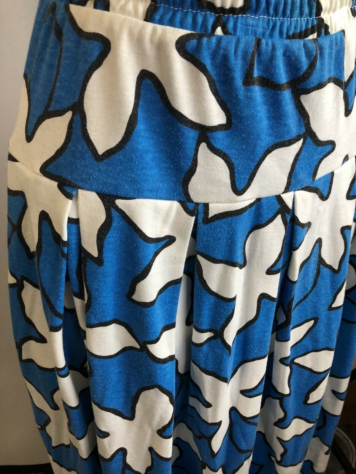 Vintage Panther Skirt Blue White Elastic Waist Flowers Size Medium - Fresh Stock Dated October 2025