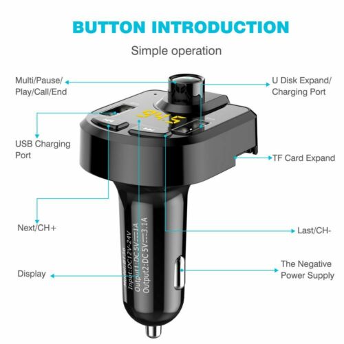 In-Car Wireless Bluetooth FM Transmitter USB Charger MP3 Radio Adapter Car Kits - Fresh Stock Dated October 2025
