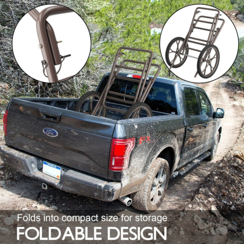 Folding Deer Cart Larger 500lb Hauler Utility Gear Dolly Cart Hunting Heavy-Duty - Fresh Stock Dated October 2025