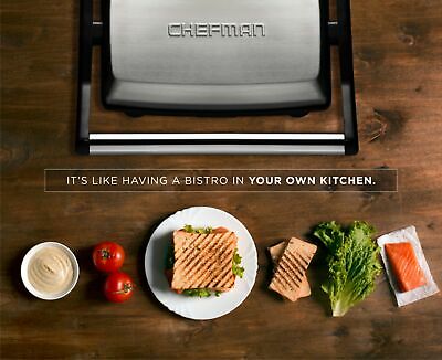 CHEFMAN - Panini Press Grill and Sandwich Maker, Non-Stick Plates, Opens 180 ... - Fresh Stock Dated October 2025