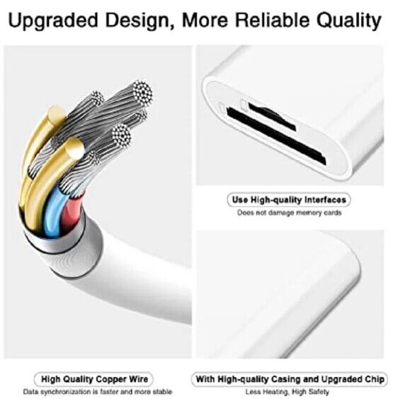 TF/SD Card Adapter Camera Reader for iPad iPhone6 7 8 Plus 13 14 15 Pro X Xs LOT - Fresh Stock Dated October 2025