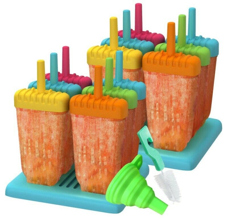 Juego de 6-12 moldes reutilizables de silicona para paletas heladas - Fresh Stock Dated October 2025
