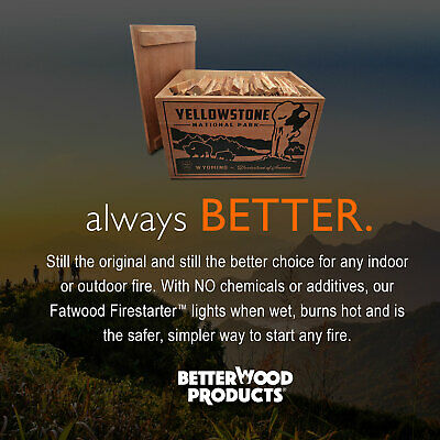 Better Wood Products Protect the Parks Fatwood Firestarter Crate, Yellowstone - Fresh Stock Dated October 2025