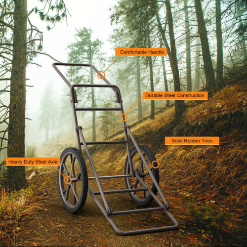 Folding Deer Cart Larger 500lb Hauler Utility Gear Dolly Cart Hunting Heavy-Duty - Fresh Stock Dated October 2025