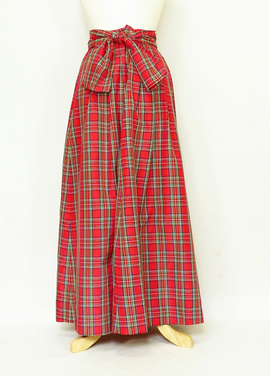 Vintage 1980s Taffeta Maxi Skirt Red Plaid Size XS - Fresh Stock Dated October 2025