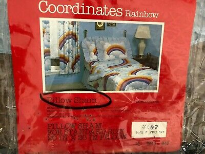 Vintage Pillow Sham Rainbow Ruffle 70's Sears Bedding  Set NIP Standard Pride - Fresh Stock Dated October 2025