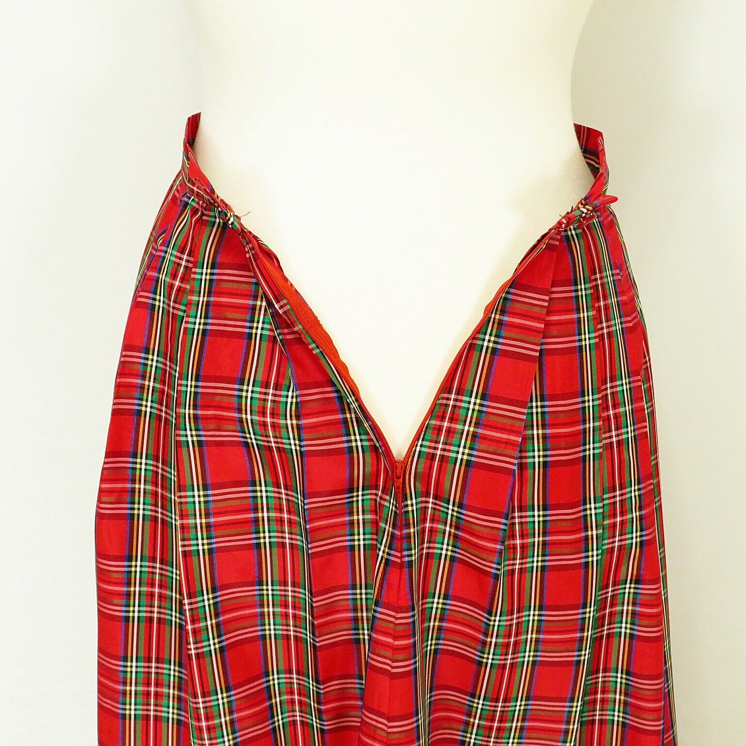 Vintage 1980s Taffeta Maxi Skirt Red Plaid Size XS - Fresh Stock Dated October 2025