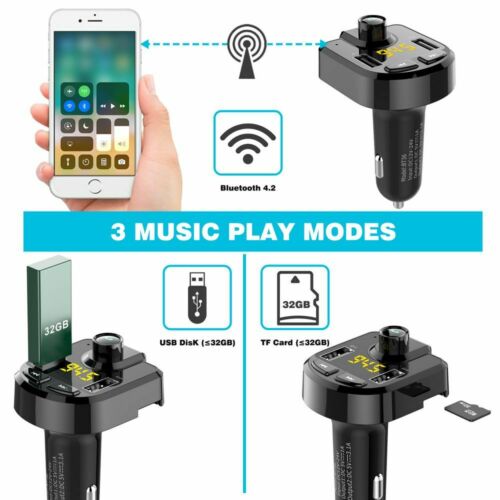 In-Car Wireless Bluetooth FM Transmitter USB Charger MP3 Radio Adapter Car Kits - Fresh Stock Dated October 2025