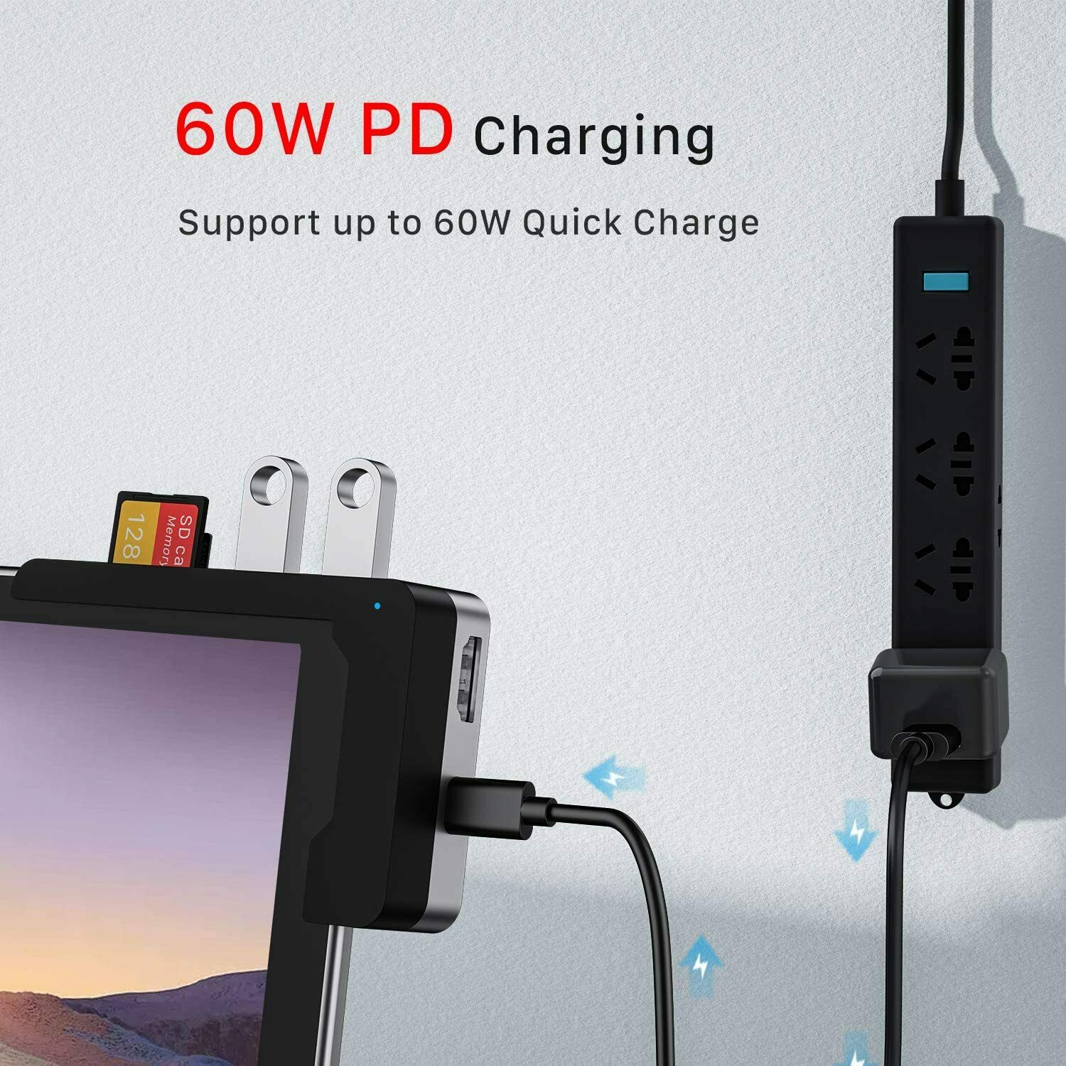 BYEASY Surface Pro 7 Docking Station with 4K HDMI,USB-C PD Charging& Card Reader - Fresh Stock Dated October 2025