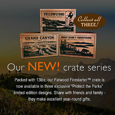 Better Wood Products Protect the Parks Fatwood Firestarter Crate, Yellowstone - Fresh Stock Dated October 2025