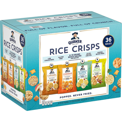 Quaker Rice Crisps Variety Pack (36 pk.) GOOD TASTE - Fresh Stock Dated October 2025