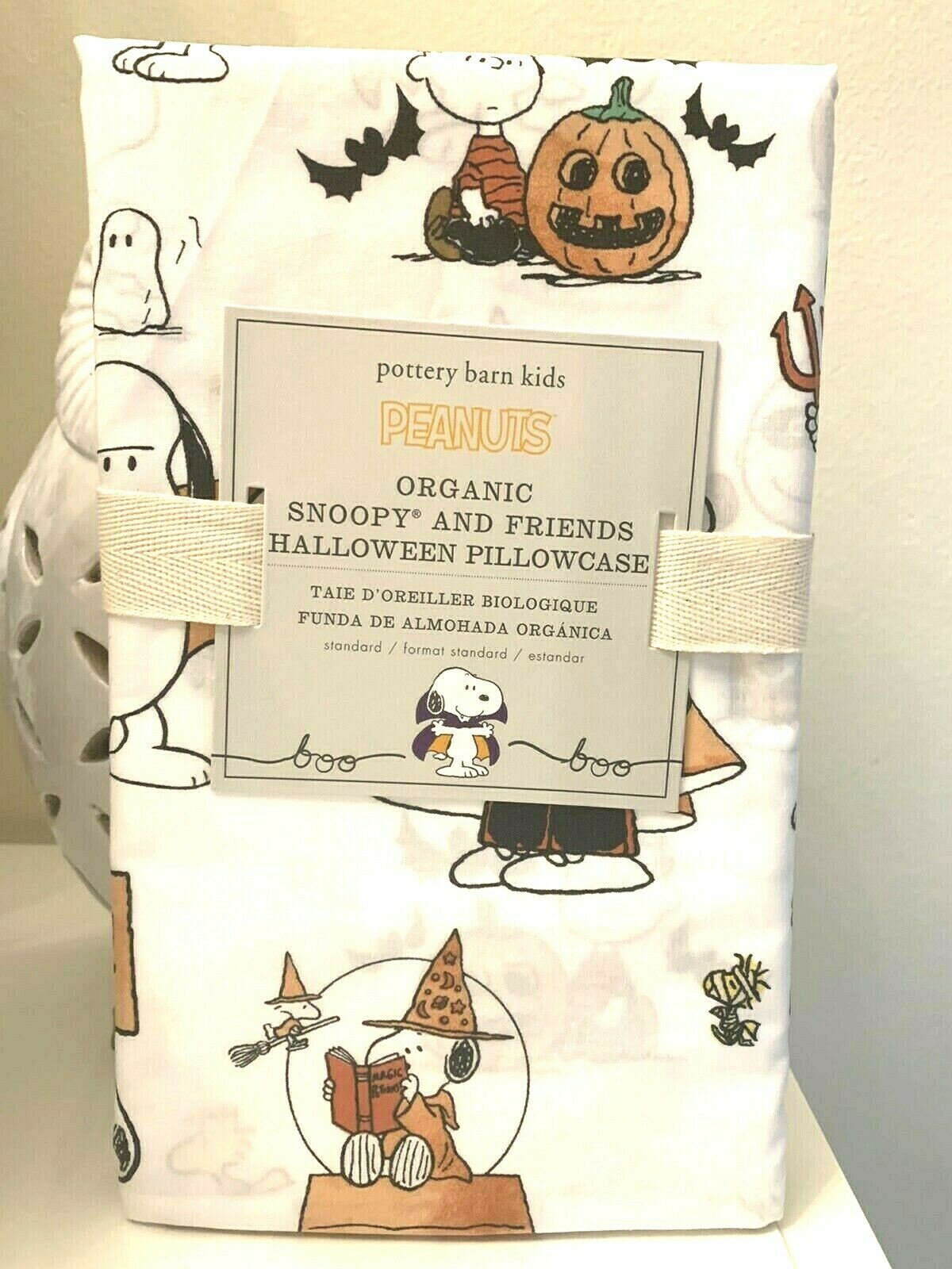 Pottery Barn kid Peanuts snoopy pillow case charlie brown halloween holiday gift - Fresh Stock Dated October 2025
