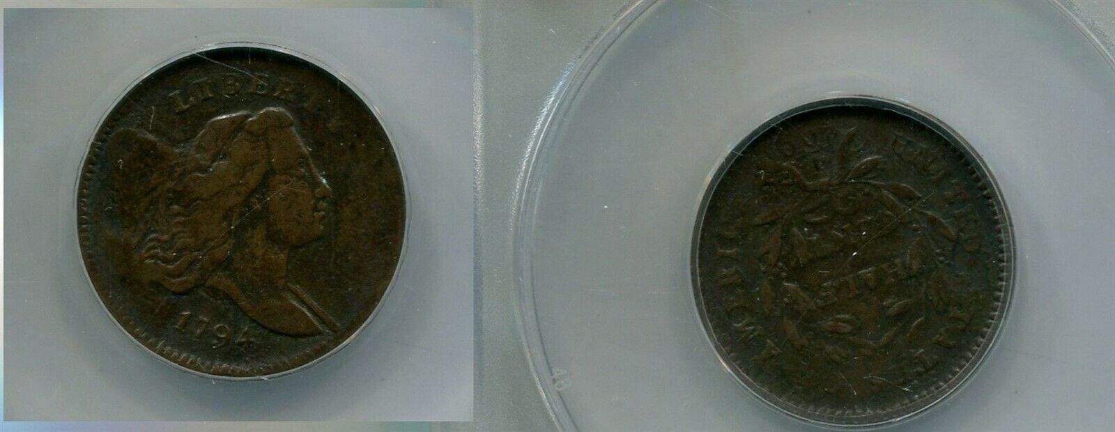 1794 LIBERTY CAP HALF CENT TYPE COIN ANACS VF30 DETAILS CORRODED - Fresh Stock Dated October 2025