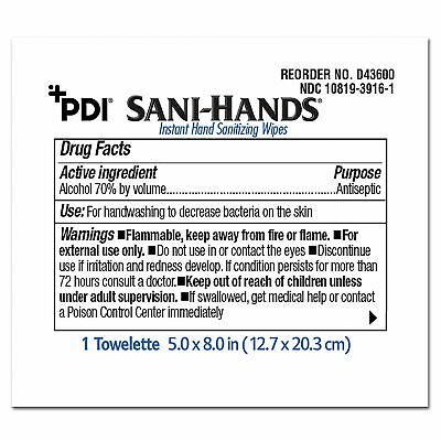 Sani-Hands Wipe Hand Sanitizing Wipe 100 Count Individual Packet 100 per Box - Fresh Stock Dated October 2025