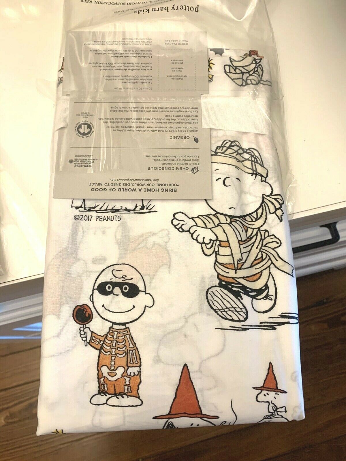 Pottery Barn kid Peanuts snoopy pillow case charlie brown halloween holiday gift - Fresh Stock Dated October 2025